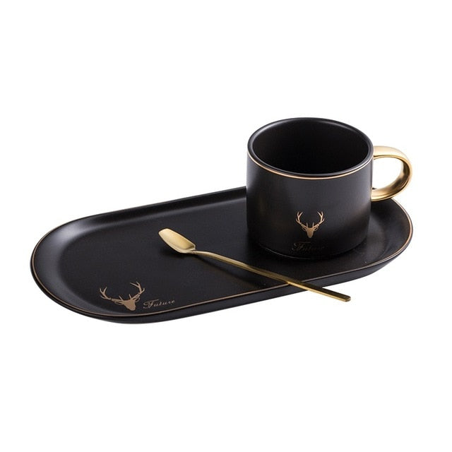 Gold Rim Ceramic Coffee Mug
